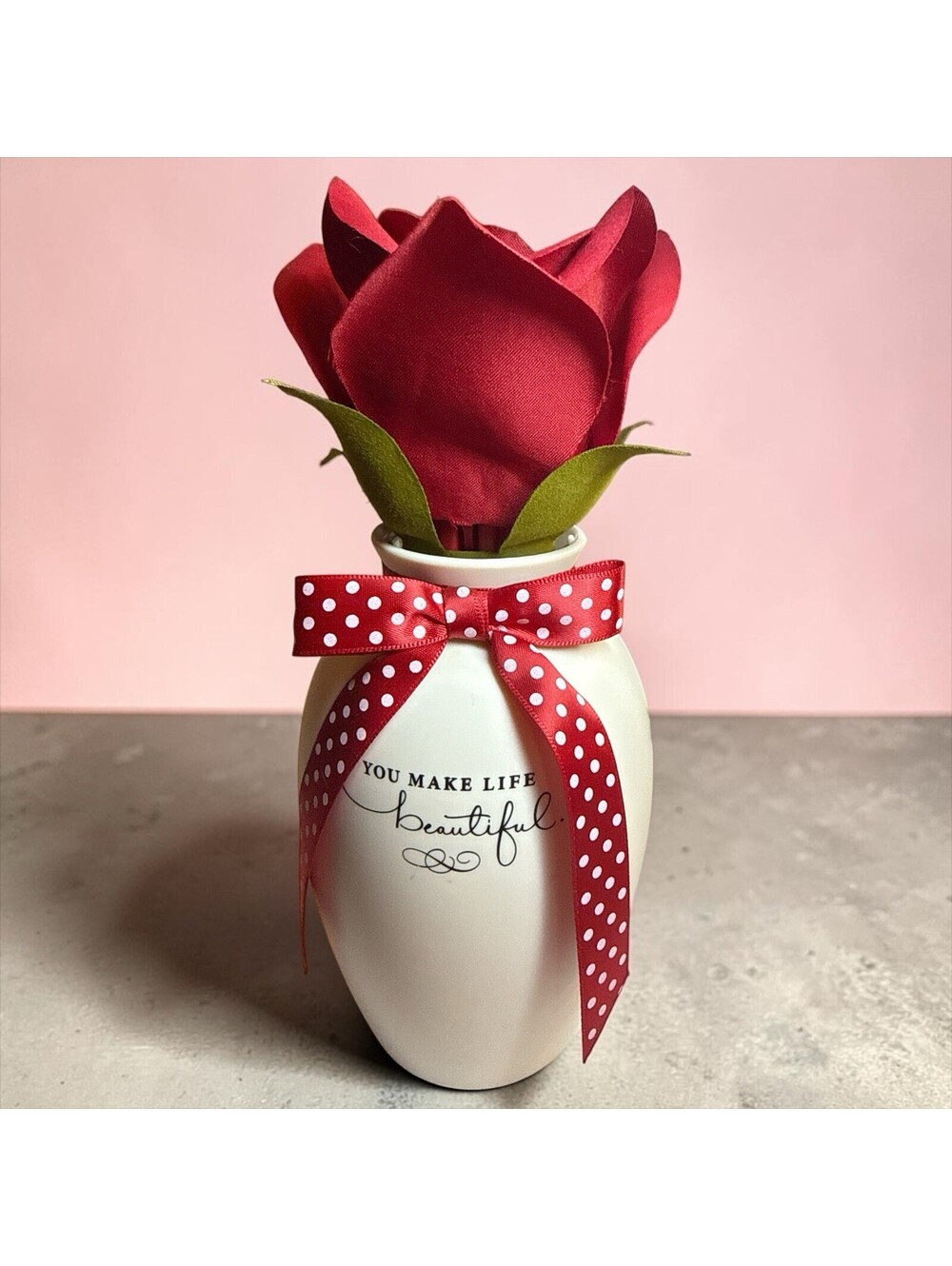 Hallmark Blooming Expressions Open Close Red Rose Vase LOVE YOU ALWAYS  8"H